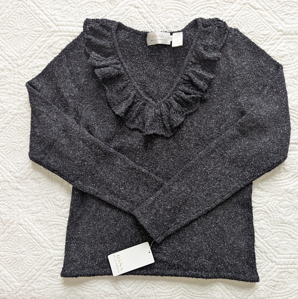 Dana Buchman Charcoal Ruffle Sweater